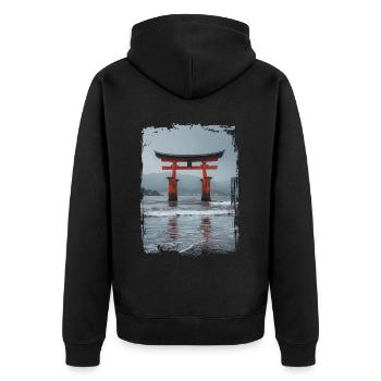Japan - Unisex Premium Bio Zip Hoodie - Schwarz - Hinten - Nico (187cm)