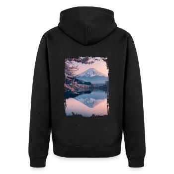 Japan - Unisex Premium Bio Zip Hoodie - Schwarz - Hinten - Nico (187cm)