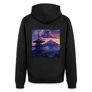 Japan - Unisex Premium Bio Zip Hoodie - Schwarz - Hinten - Nico (187cm)