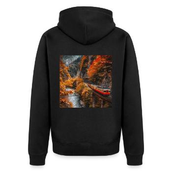 Japan - Unisex Premium Bio Zip Hoodie - Schwarz - Hinten - Nico (187cm)