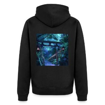 Japan - Unisex Premium Bio Zip Hoodie - Schwarz - Hinten - Nico (187cm)