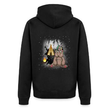 Shaman Bear Teepee Campfire Wild West Bears - Unisex Premium Organic Zip Hoodie - black - Back - Nico (187cm)