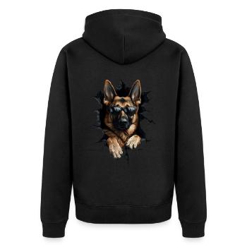 Lustiges Hunde Hundebesitzer Süß Hund Schäferhund - Unisex Premium Bio Zip Hoodie - Schwarz - Hinten - Nico (187cm)