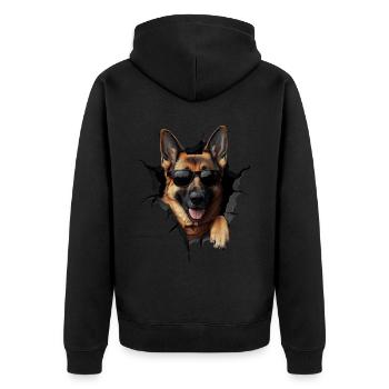 Lustiges Hunde Hundebesitzer Süß Hund Schäferhund - Unisex Premium Bio Zip Hoodie - Schwarz - Hinten - Nico (187cm)