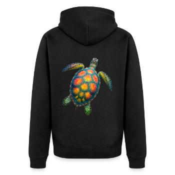 Sea Turtle Lover Motif Wildlife Safari - Unisex Premium Organic Zip Hoodie - black - Back - Nico (187cm)