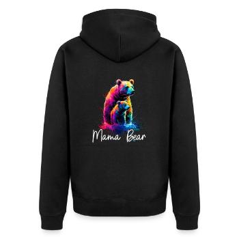 Florale Künstlerisch Mama Bear Bär Muttertag Mama - Unisex Premium Bio Zip Hoodie - Schwarz - Hinten - Nico (187cm)