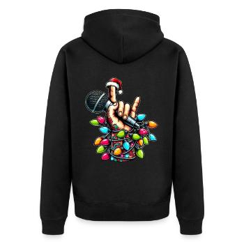 Chanteuse Chanteuse Microphone Musicien Chapeau de Noël - Veste à capuche bio Premium Unisexe - noir - Dos - Nico (187cm)