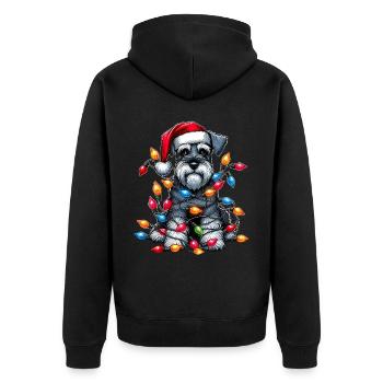 Zwergschnauzer Hund Weihnachtsmütze Xmas - Unisex Premium Bio Zip Hoodie - Schwarz - Hinten - Nico (187cm)