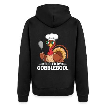 Truthahn-tag Thanksgiving Day Gobblegool - Unisex Premium Bio Zip Hoodie - Schwarz - Hinten - Nico (187cm)