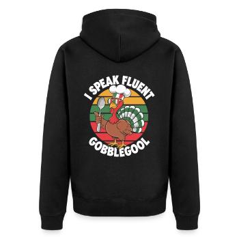Truthahn-tag Thanksgiving Day Gobblegool - Unisex Premium Bio Zip Hoodie - Schwarz - Hinten - Nico (187cm)