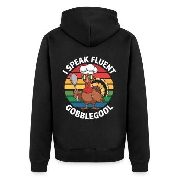 Truthahn-tag Thanksgiving Day Gobblegool - Unisex Premium Bio Zip Hoodie - Schwarz - Hinten - Nico (187cm)
