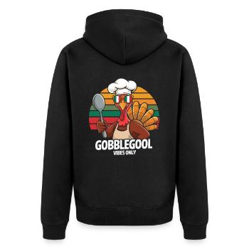 Truthahn-tag Thanksgiving Day Gobblegool - Unisex Premium Bio Zip Hoodie - Schwarz - Hinten - Nico (187cm)