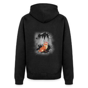 Renard de Noël Père Noël Père Noël Habitant de la forêt Père Noël - Veste à capuche bio Premium Unisexe - noir - Dos - Nico (187cm)