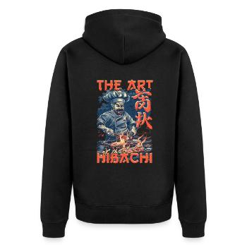 Hibachi The Art Of The Hibachi - Unisex Premium Bio Zip Hoodie - Schwarz - Hinten - Nico (187cm)