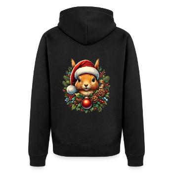 Écureuil de Noël avec chapeau et boule - Veste à capuche bio Premium Unisexe - noir - Dos - Nico (187cm)