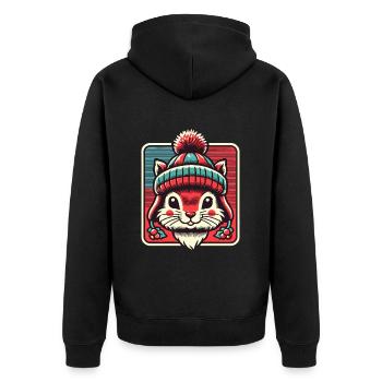 Cute squirrel with hat for Christmas - Unisex Premium Organic Zip Hoodie - black - Back - Nico (187cm)