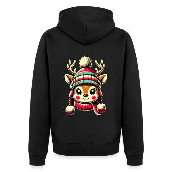 Adorable Vintage Design Christmas - Unisex Premium Organic Zip Hoodie - black - Back - Nico (187cm)