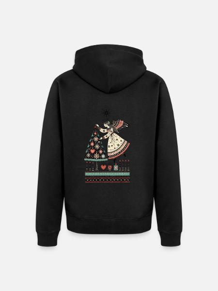 Skandinavisk Jule Engel Vintage Look - Premium økologisk unisex-hættejakke - sort