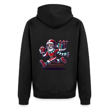 Père Noël jouant au football avec cadeau - Veste à capuche bio Premium Unisexe - noir - Dos - Nico (187cm)