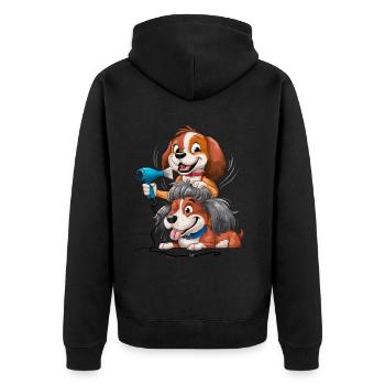 Dog Groomer Hundfriseur für einen Hundfriseur - Unisex Premium Bio Zip Hoodie - Schwarz - Hinten - Nico (187cm)
