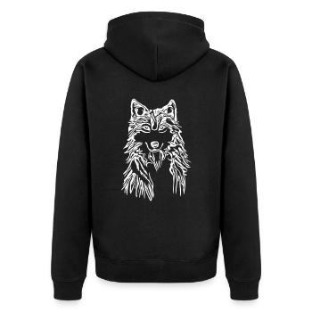 abstract dog design graphic artwork - Unisex Premium Bio Zip Hoodie - Schwarz - Hinten - Nico (187cm)