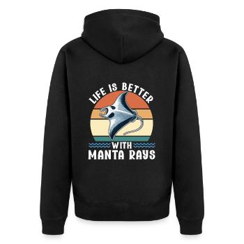 Manta Rays Great Manta Sea Creatures - Unisex Premium Organic Zip Hoodie - black - Back - Nico (187cm)