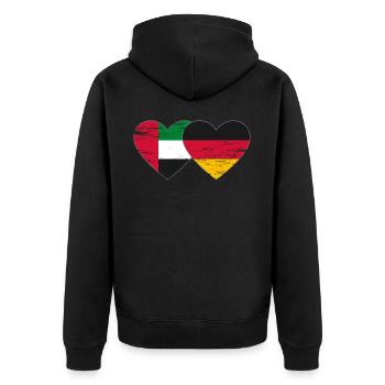 United Arab Emirates Germany Heart - Unisex Premium Organic Zip Hoodie - black - Back - Nico (187cm)