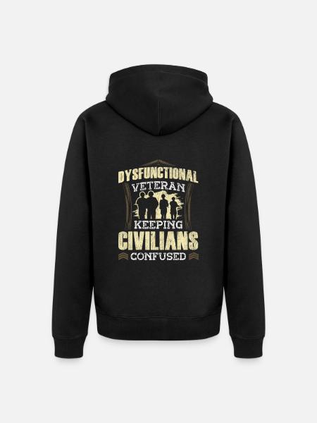 Veteran Medicated Dysfunctional - Unisex Premium Bio Zip Hoodie - Schwarz