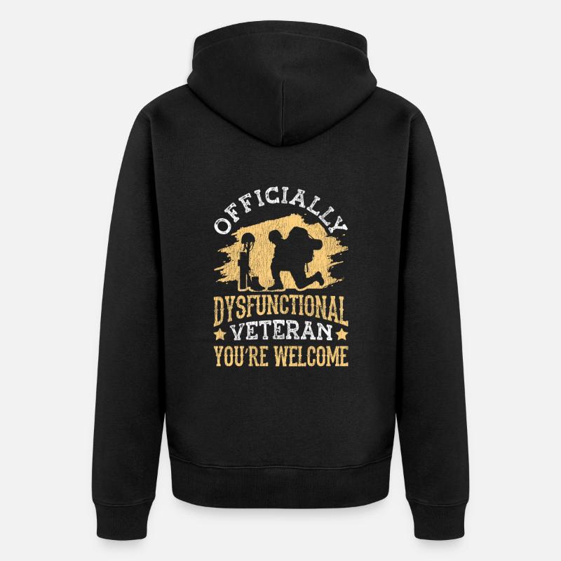 Veteran Medicated Dysfunctional - Unisex Premium Bio Zip Hoodie - Schwarz