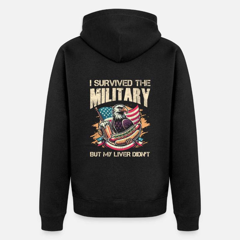 Veteran Medicated Dysfunctional - Unisex Premium Bio Zip Hoodie - Schwarz