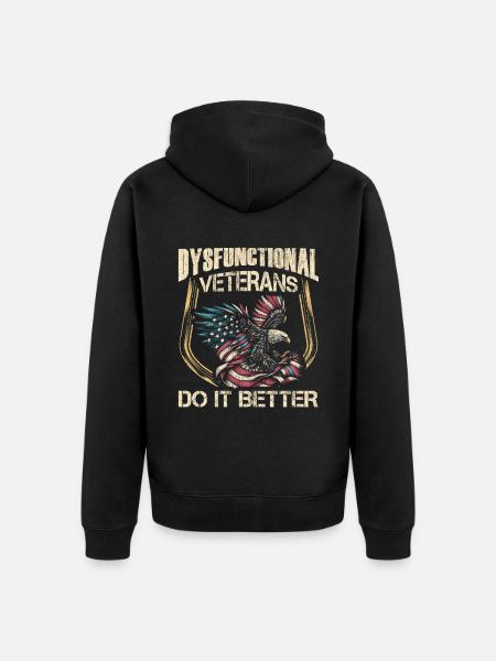 Veteran Medicated Dysfunctional - Unisex Premium Bio Zip Hoodie - Schwarz