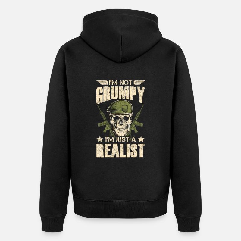 Veteran Medicated Dysfunctional - Unisex Premium Organic Zip Hoodie - black