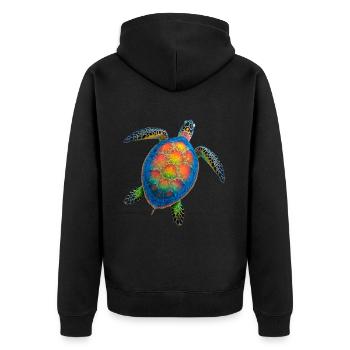 Sea Turtle Lover Motif Wildlife Safari - Unisex Premium Organic Zip Hoodie - black - Back - Nico (187cm)