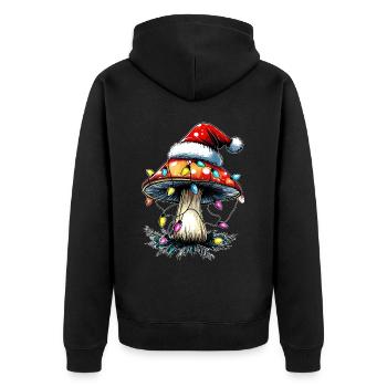 Champignon Cottagecore Esthétique Père Noël - Veste à capuche bio Premium Unisexe - noir - Dos - Nico (187cm)