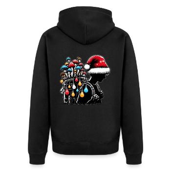 Pilzjäger Pilzjagd Weihnachtsmütze - Unisex Premium Bio Zip Hoodie - Schwarz - Hinten - Nico (187cm)