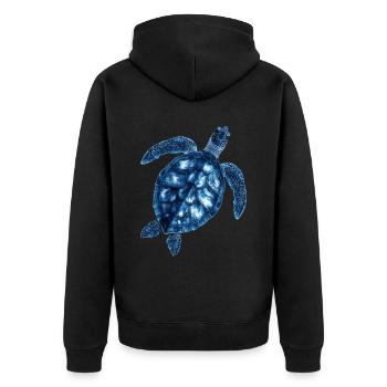 Sea Turtle Lover Motif Wildlife Safari - Unisex Premium Organic Zip Hoodie - black - Back - Nico (187cm)