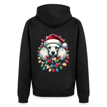 Pudel Hund Weihnachtsmütze Xmas - Unisex Premium Bio Zip Hoodie - Schwarz - Hinten - Nico (187cm)