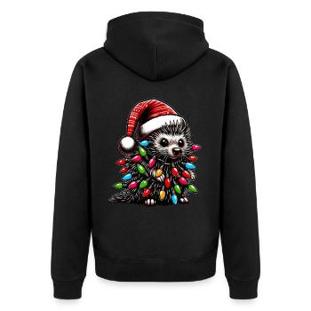 Stachelschwein Demokraten Weihnachtsmütze Xmas - Unisex Premium Bio Zip Hoodie - Schwarz - Hinten - Nico (187cm)