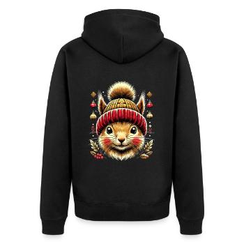 Cute squirrel with winter hat for - Unisex Premium Organic Zip Hoodie - black - Back - Nico (187cm)