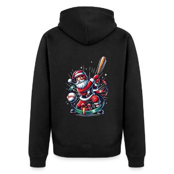 Père Noël jouant au baseball Motif - Veste à capuche bio Premium Unisexe - noir - Dos - Nico (187cm)