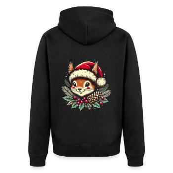 Noël festif écureuil Vintage - Veste à capuche bio Premium Unisexe - noir - Dos - Nico (187cm)