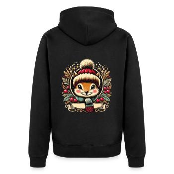 Écureuil de Noël avec chapeau et écharpe - Veste à capuche bio Premium Unisexe - noir - Dos - Nico (187cm)