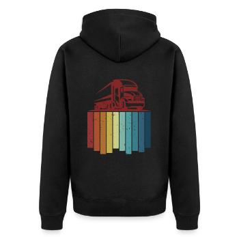 Retro Trucker Legends Truckie Lover Truck Driver - Unisex Premium Organic Zip Hoodie - black - Back - Nico (187cm)