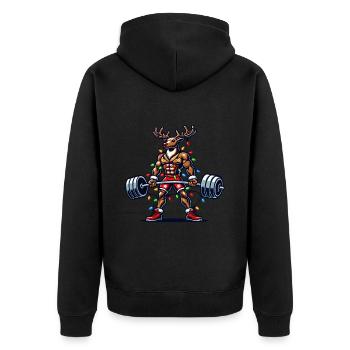 Noël Renne Bodybuilder Humour - Veste à capuche bio Premium Unisexe - noir - Dos - Nico (187cm)