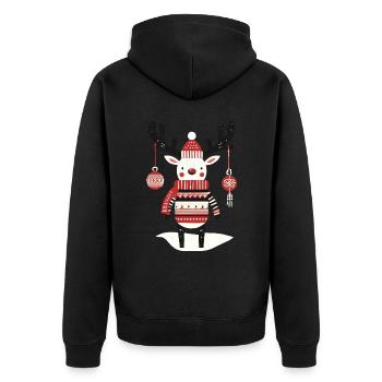 Christmas Reindeer Cottagecore Nostalgia - Unisex Premium Organic Zip Hoodie - black - Back - Nico (187cm)
