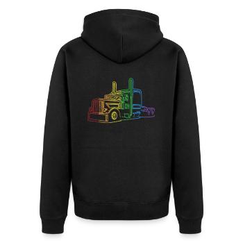 Trucker LGBT Rainbow Trucker Legends Truckie - Unisex Premium Organic Zip Hoodie - black - Back - Nico (187cm)