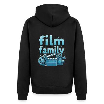 Filmproduzent Team - Unisex Premium Bio Zip Hoodie - Schwarz - Hinten - Nico (187cm)
