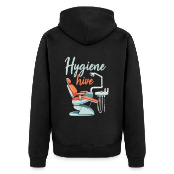 Zahnpfleger Team - Unisex Premium Bio Zip Hoodie - Schwarz - Hinten - Nico (187cm)