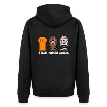 Katze Stein Papier Schere Pfote Spiel Lustige - Unisex Premium Bio Zip Hoodie - Schwarz - Hinten - Nico (187cm)