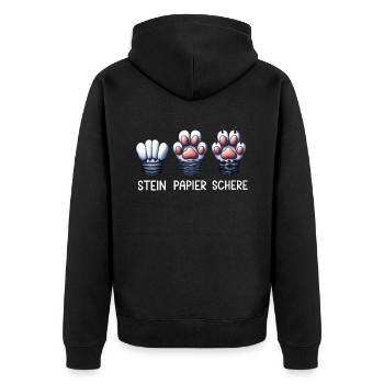 Chat Pierre Papier Ciseaux Patte Jeu Drôle - Veste à capuche bio Premium Unisexe - noir - Dos - Nico (187cm)